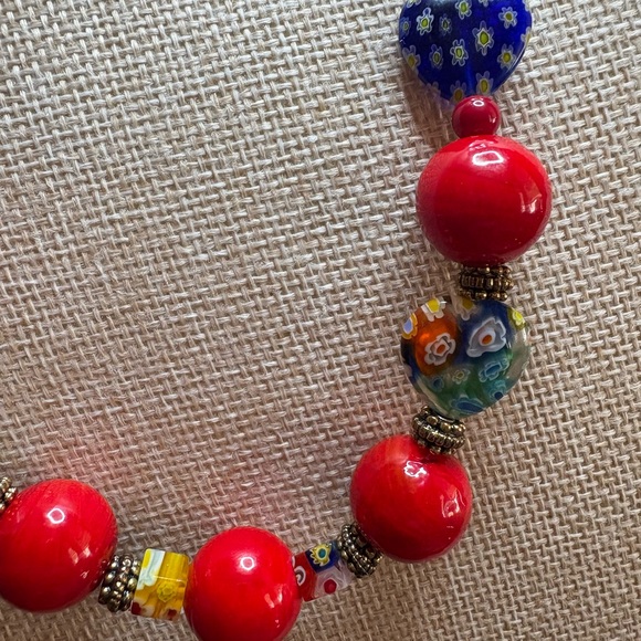 Murano Glass Millefiori Bead Necklace Artisan Made - Picture 3 of 3